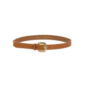 MARTINA MORI Tan Made In Italy Leather Gold Tone Buckle Belt
